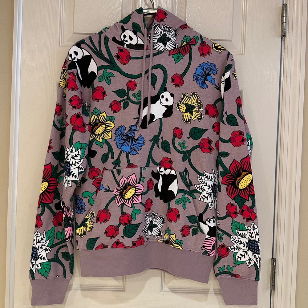 Roberto Lugo Walmart Panda Floral Print Hoodie Mauve Purple Sweatshirt Small